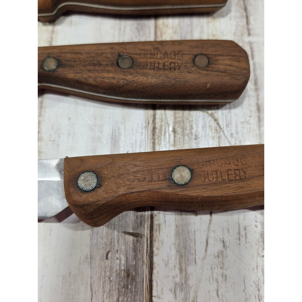 Chicago Cutlery Vintage Knife Set Walnut Wood Handles‎ with Block 7-Piece Set - Picture 15 of 16